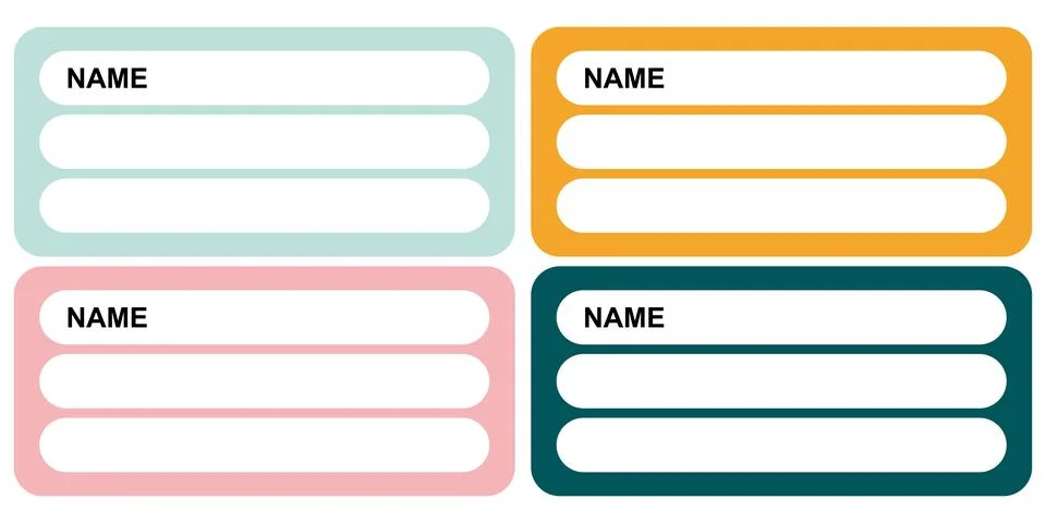 4 Set of identity labels in flat style. Vector Illustration. Illustrazione stock