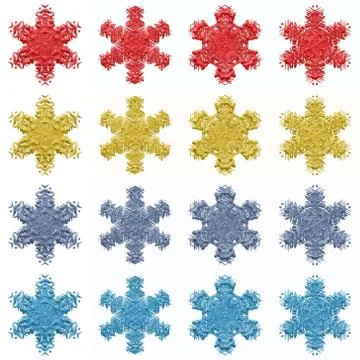 4 sets of 4 isolated snowflakes Stock Illustration