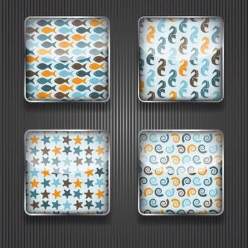 4 shiny icons Stock Illustration