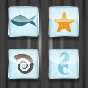 4 shiny icons Stock Illustration