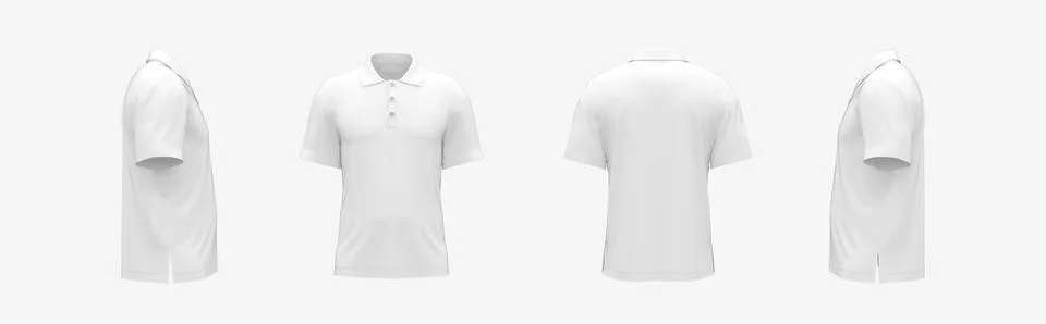 4 side view white blank polo shirt mockup with empty space for you logo or de Stock Illustration