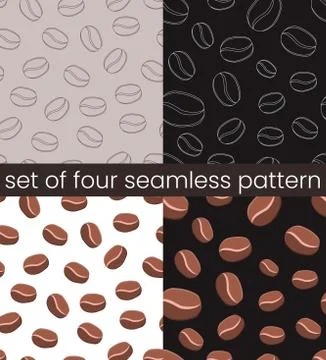 4 Simple coffee seamless pattern Stock Illustration