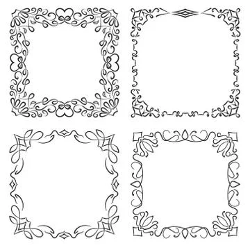 4 square frames in vintage style Stock Illustration