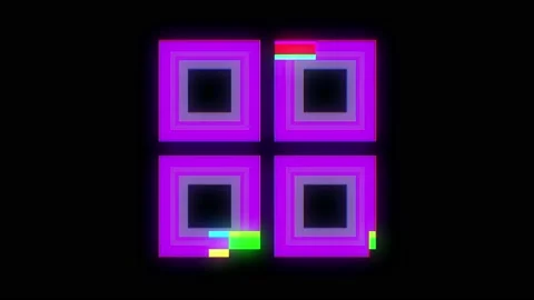 4 Square Glitched shape design motion graphic. Stock Footage 154538987