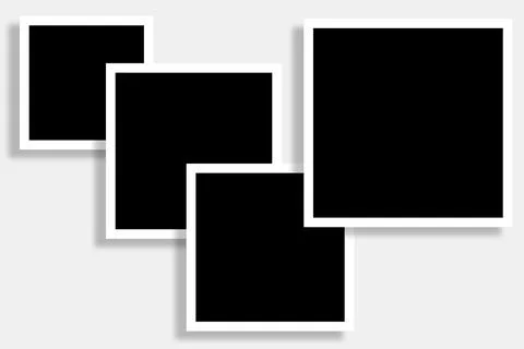 4 Square Photo Frames Random Layout Stock Illustration