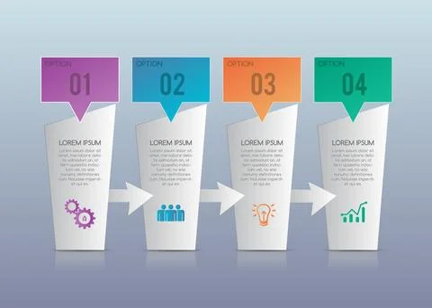 4 Step Arrow Banner Process Infographic Stock Illustration