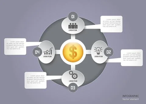 4 Step Business Core Value Infographic Stock Illustration