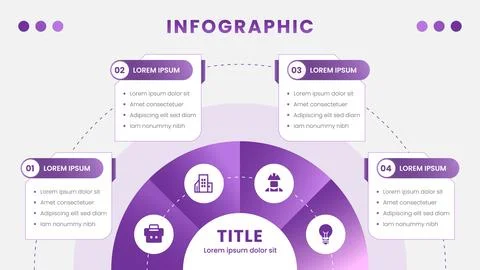 4 Step Business Process Infographic Template with Semi Circular Workflow Stock Illustration