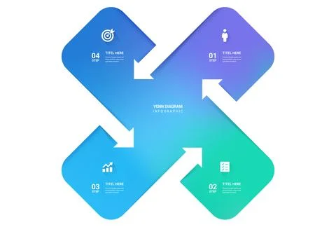 4 Step Circular Arrow Cycle Venn diagram infographic template background. S.. イラスト素材