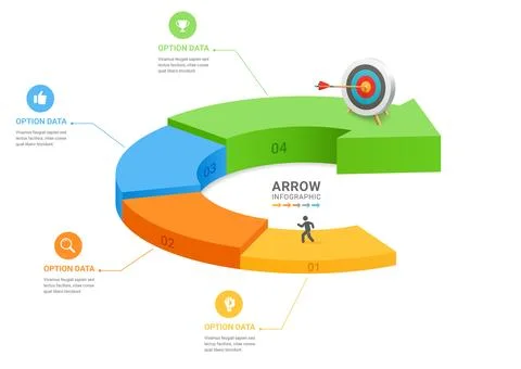 4 Step Circular Arrow Infographic Template Background with Business Growth .. Stock Illustration