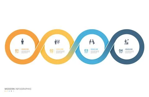 4 Step Infinity Loop Process Infographic Diagram Template Background for Bu.. Stock Illustration