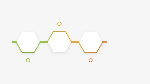 4 step infographic animation with interconnected hexagons. 4K Видео 344708609