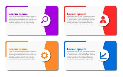 4 step infographic diagram template with square boxes. Colorful infographic.. Stock Illustration
