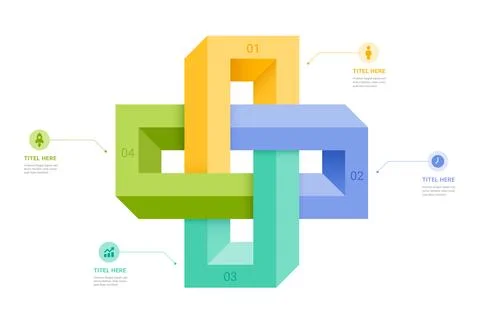 4 Step Interconnected 3d Square Business Infographic Template Background wi.. Stock Illustration
