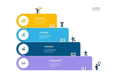 4 Step Loop Timeline Infographic Template Background with Business Process .. Stock Illustration