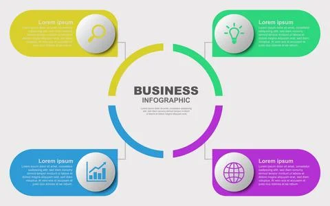 4 step or process infographic template. Business or marketing infographic w.. Stock Illustration