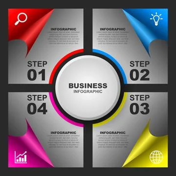 4 step or process infographic template. Business or marketing infographic w.. イラスト素材