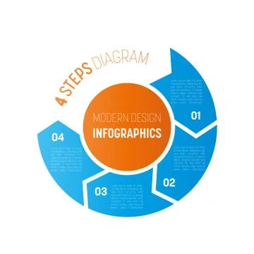 4 step process modern infographic diagram. Graph template of four arrows in the Stock Illustration