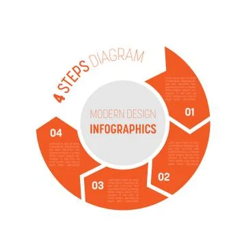 4 step process modern infographic diagram. Graph template of four arrows in the Stock Illustration