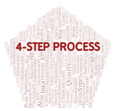 4-Step Process typography word cloud create with the text only. Stock Illustration