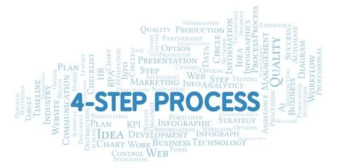 4-Step Process typography word cloud create with the text only. Stock Illustration