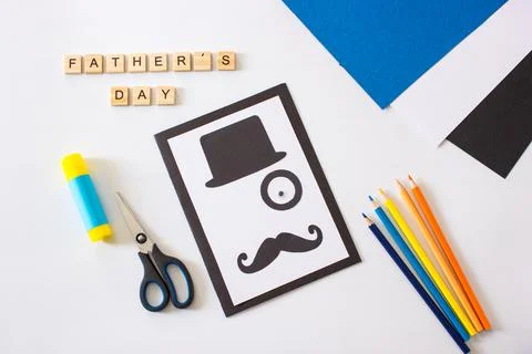 4 Step. Step-by-step instruction postcard for Father's Day. DIY. A gift with Stock Photos