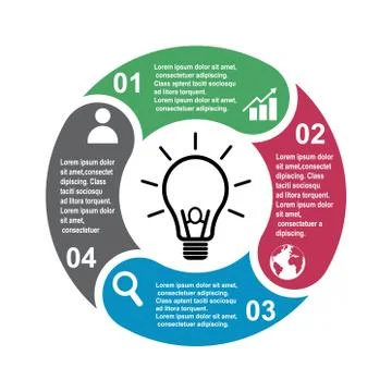 4 step vector element in four colors with labels, infographic diagram. Busine Stock Illustration