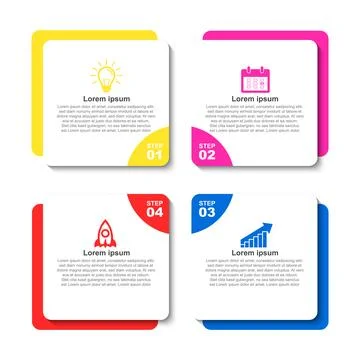 4 step vertical timeline infographic template. Milestones, roadmaps, timeli.. Иллюстрация
