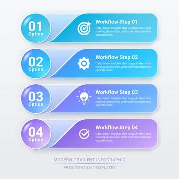 4 Step Workflow Modern Gradient Infographic Banner Template Background Stock Illustration