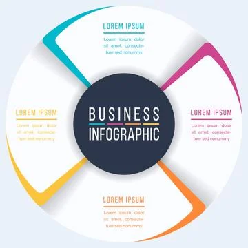 4 Steps Circle Infographic design 4 steps, objects, elements or options info 스톡 일러스트