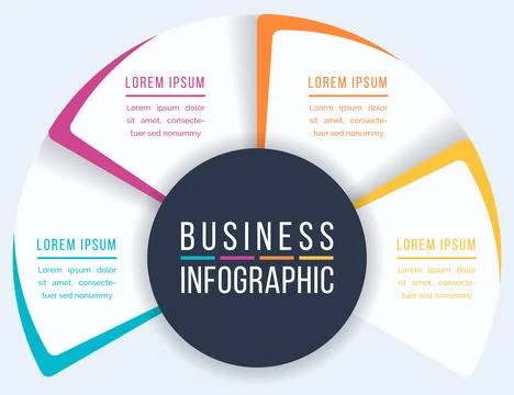4 Steps Circle Infographic design 4 steps, objects, elements or options info Stock Illustration