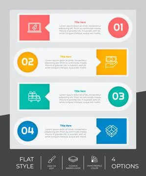 4 steps of Flat infographic vector design with square object for marketing. P 스톡 일러스트