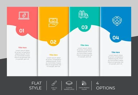 4 steps of Flat infographic vector design with square object for marketing. P 스톡 일러스트