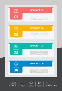 4 steps of Flat infographic vector design with square object for marketing. P 스톡 일러스트