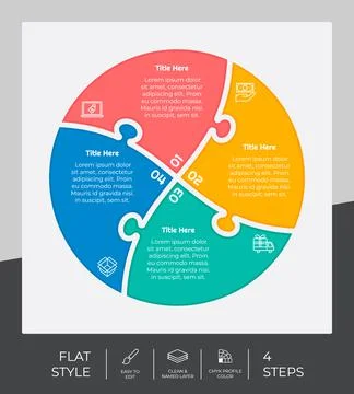 4 steps of flat infographic vector design with puzzle concept for marketing.  스톡 일러스트
