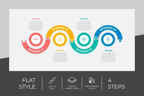4 steps of flat infographic vector design with puzzle concept for marketing.  스톡 일러스트