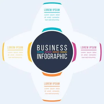 4 Steps Infographic circle design 4 steps, objects, elements or Options info Illustrazione stock