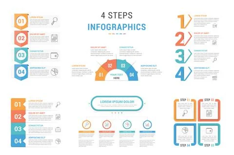 4 Steps - Infographic Templates Stock Illustration
