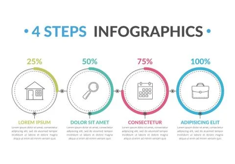 4 Steps Infographics 스톡 일러스트