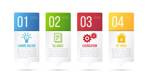 4 steps process infographics card vector design Stock Illustration