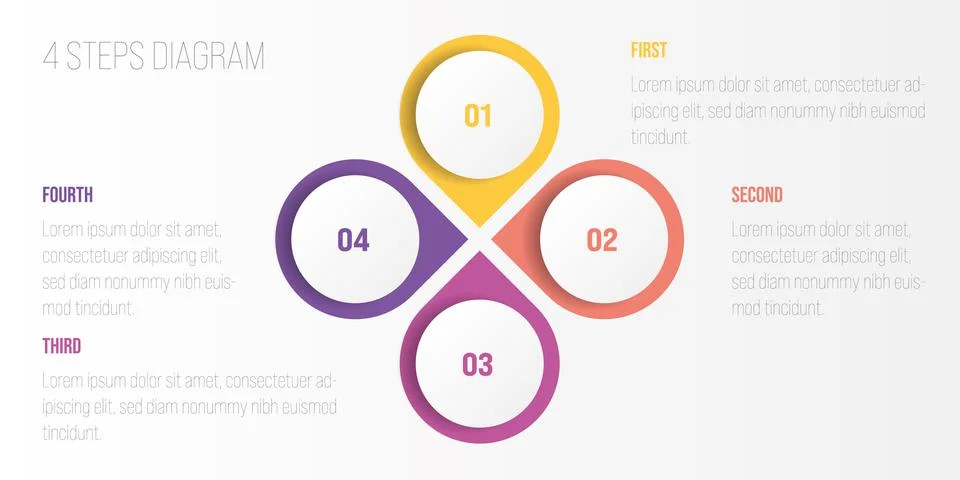 4 steps process modern infographic diagram 스톡 일러스트
