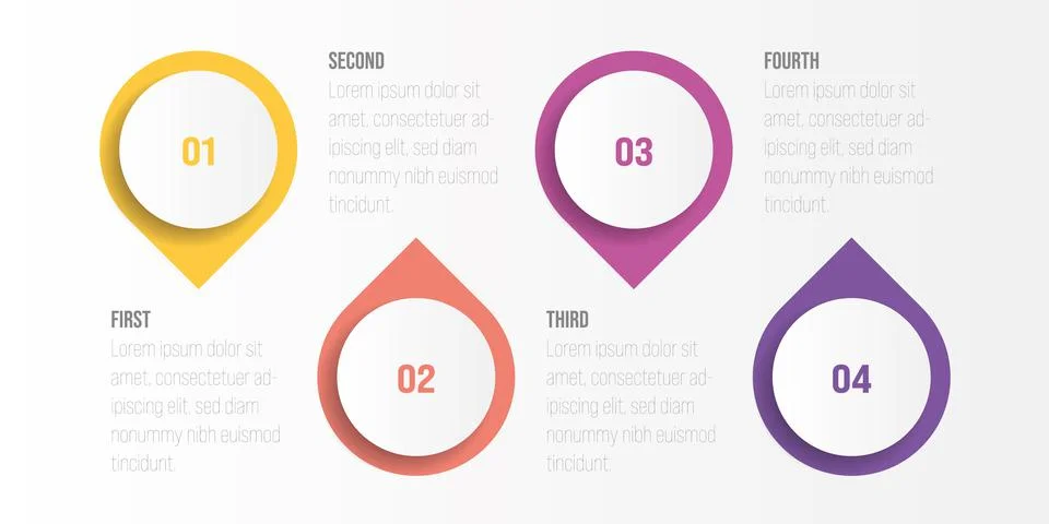 4 steps process modern infographic diagram イラスト素材