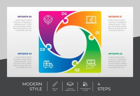 4 steps of square infographic vector design with gradient concept for marketi 스톡 일러스트