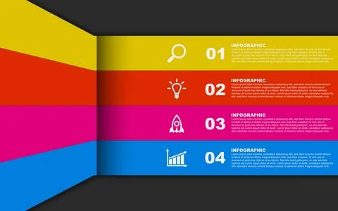 4 steps timeline infographics design template. Illustrazione stock