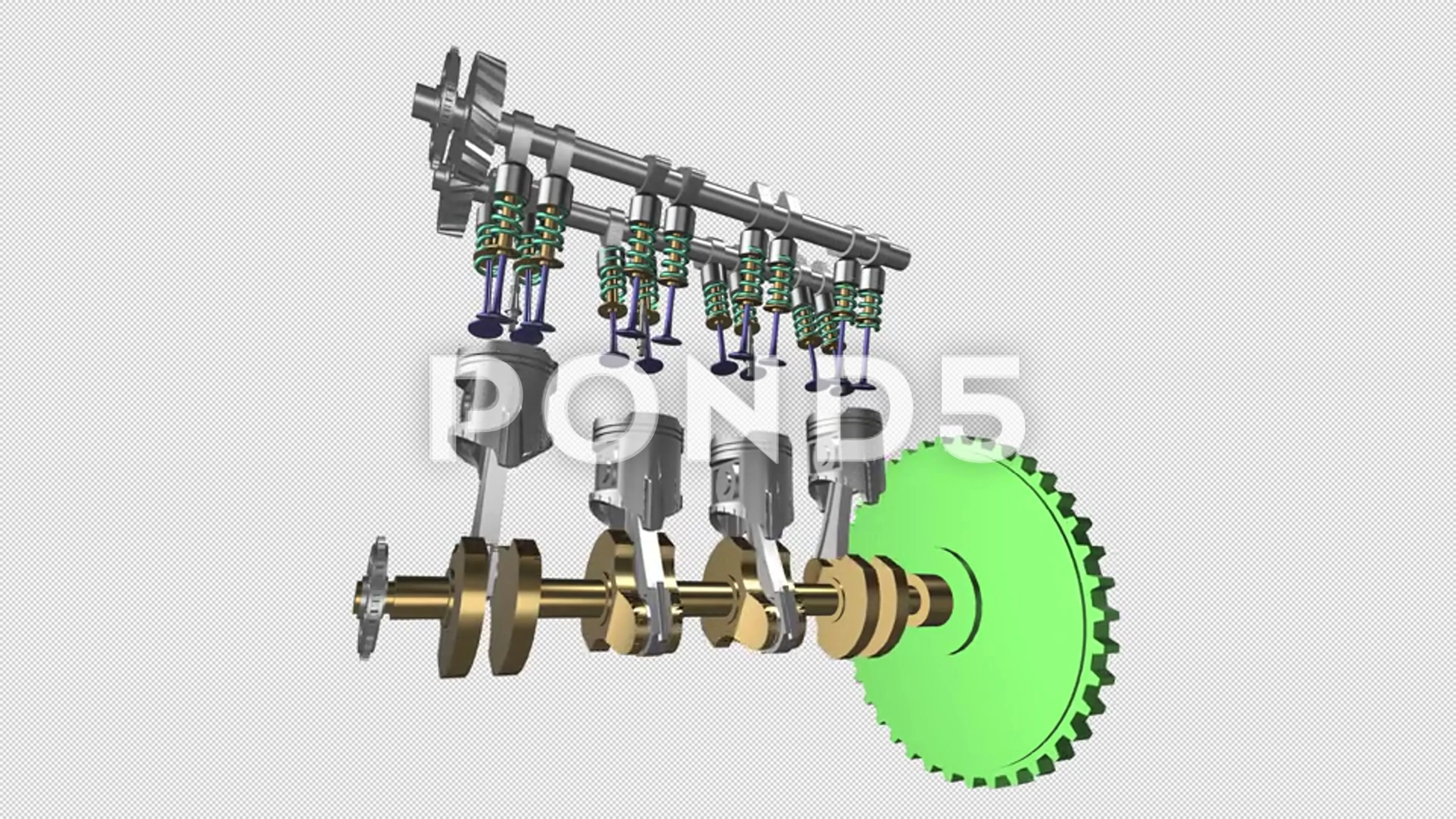 4 Stroke Diesel Engine Animation working... | Stock Video | Pond5