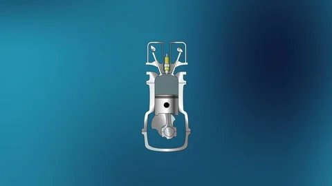 4 strokes engine animation in blue backg... | Stock Video | Pond5