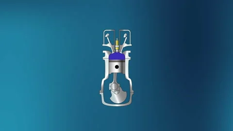 4 Strokes engine,Piston Working gas motor diesel Stock Footage 219555945