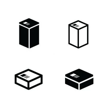 4 style box icons set Stock Illustration