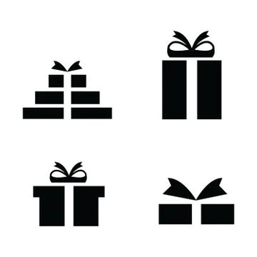 4 style Set black gift icons Stock Illustration