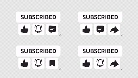 4 Subscribe Button Animations Pack - Multi-Icons - Alpha Channel - 4K Stock Footage 331061414